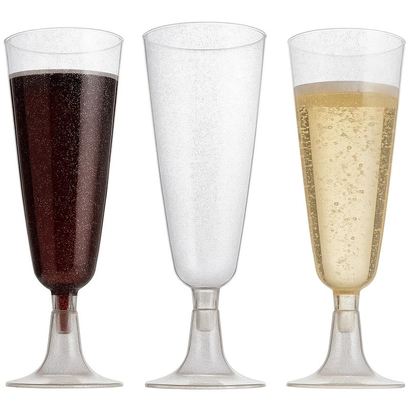 Oojami أوجامي 70 قطعة كؤوس شامبانيا بلاستيكية كلاسيكية بريق ذهبي لحفلات الزفاف والتصفيق في الحفلات وكؤوس الكوكتيل - Image 1